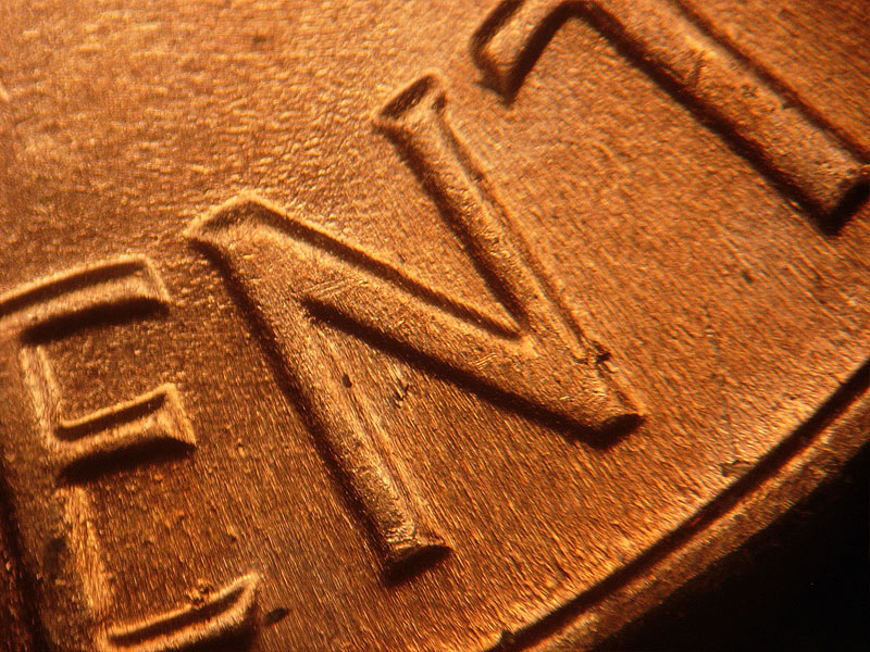 Die-stage B marker on 1964D•1DR•012 (1964 Doubled Die Reverse).