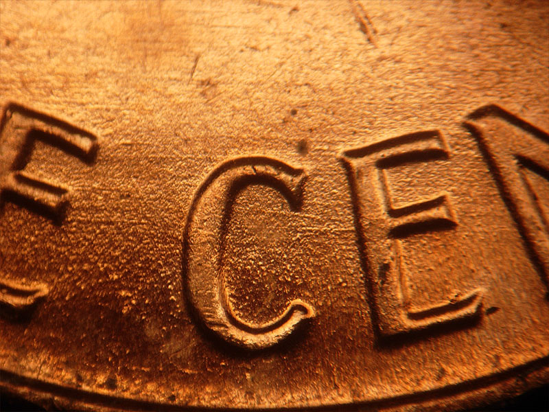 Die-stage B marker on 1964D•1DR•012 (1964 Doubled Die Reverse).