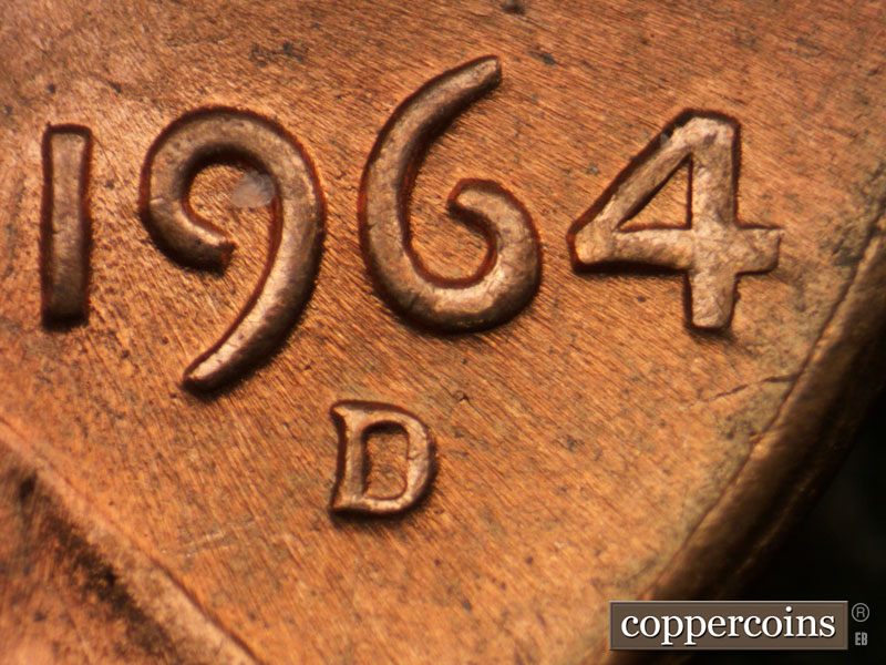 Die-stage C marker on 1964D•1DR•015 (1964 Doubled Die Reverse).