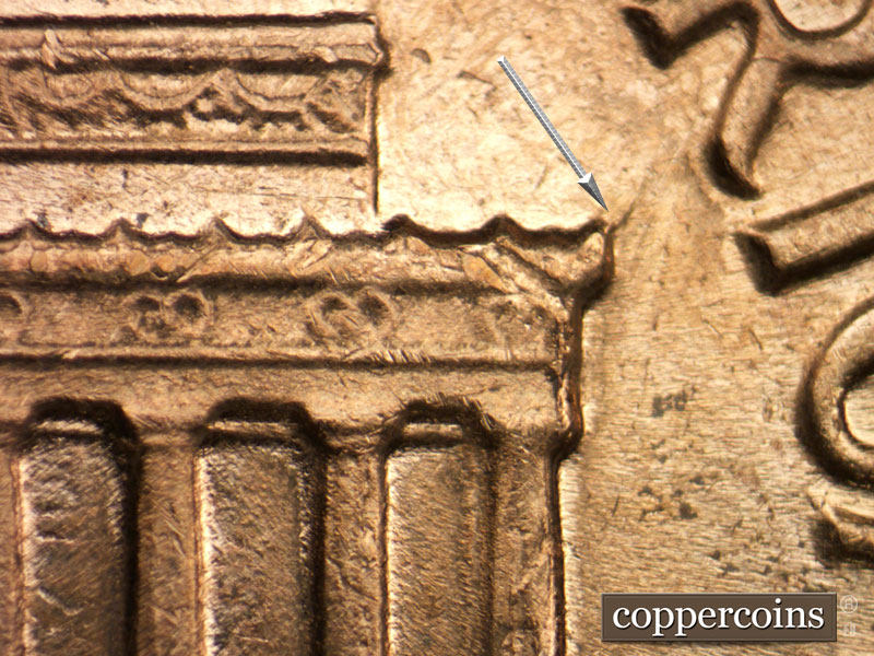 Die-stage B marker on 1964D•1MM•002 (1964 Repunched Mint Mark).