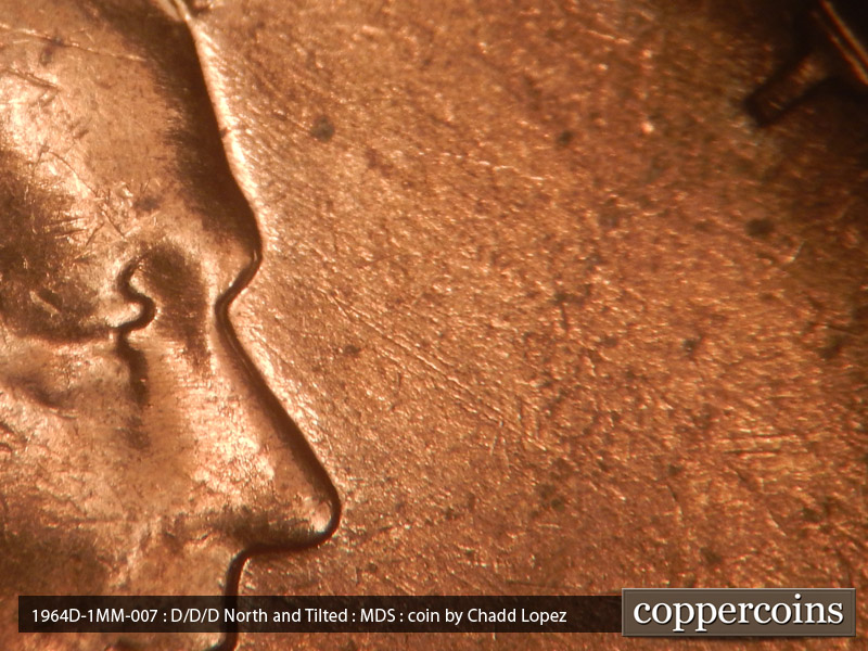 Die-stage B marker on 1964D•1MM•007 (1964 Repunched Mint Mark).