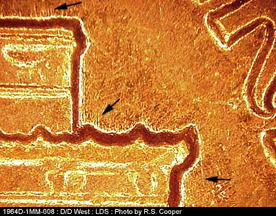 Die-stage C marker on 1964D•1MM•008 (1964 Repunched Mint Mark).