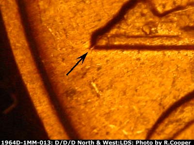 Die-stage C marker on 1964D•1MM•013 (1964 Repunched Mint Mark).
