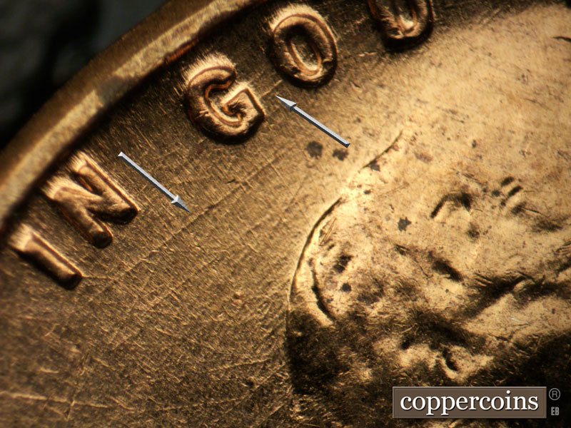 Die-stage B marker on 1964D•1MM•018 (1964 Repunched Mint Mark).