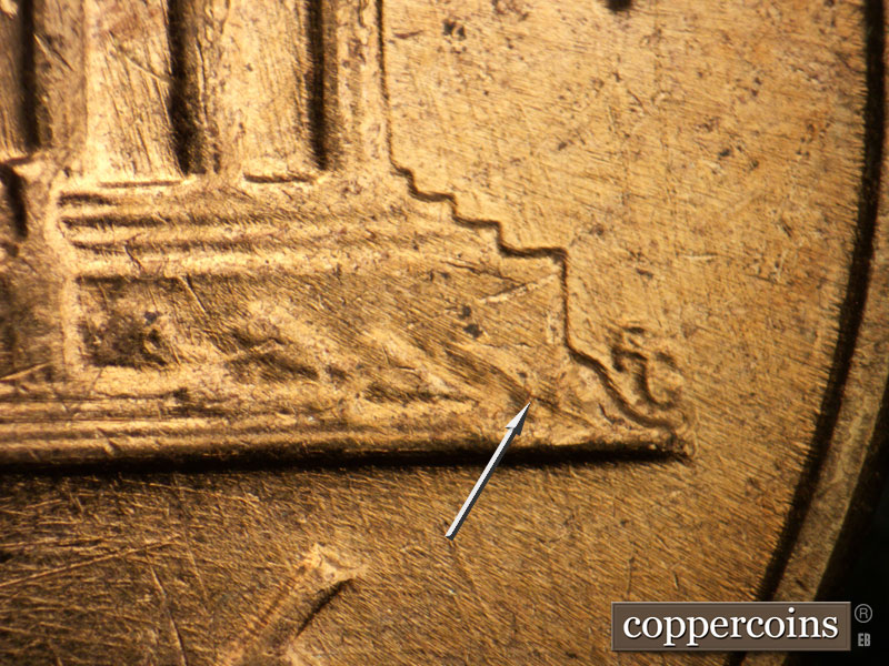 Die-stage B marker on 1964D•1MM•018 (1964 Repunched Mint Mark).