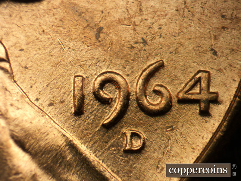 Die-stage C marker on 1964D•1MM•018 (1964 Repunched Mint Mark).