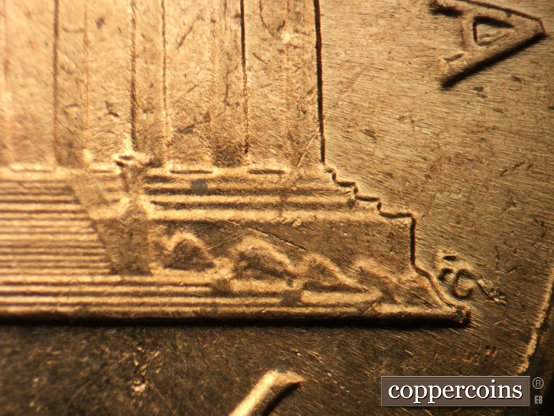 Die-stage C marker on 1964D•1MM•018 (1964 Repunched Mint Mark).