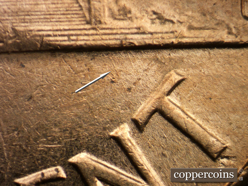 Die-stage A marker on 1964D•1MM•022 (1964 Repunched Mint Mark).