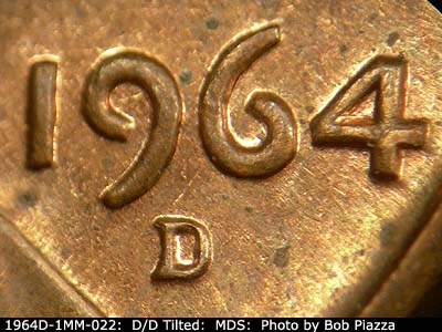 1964 Lincoln cent obverse, CopperCoins die 1964D•1MM•022.