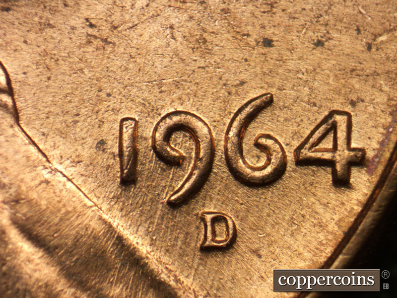 Die-stage C marker on 1964D•1MM•022 (1964 Repunched Mint Mark).