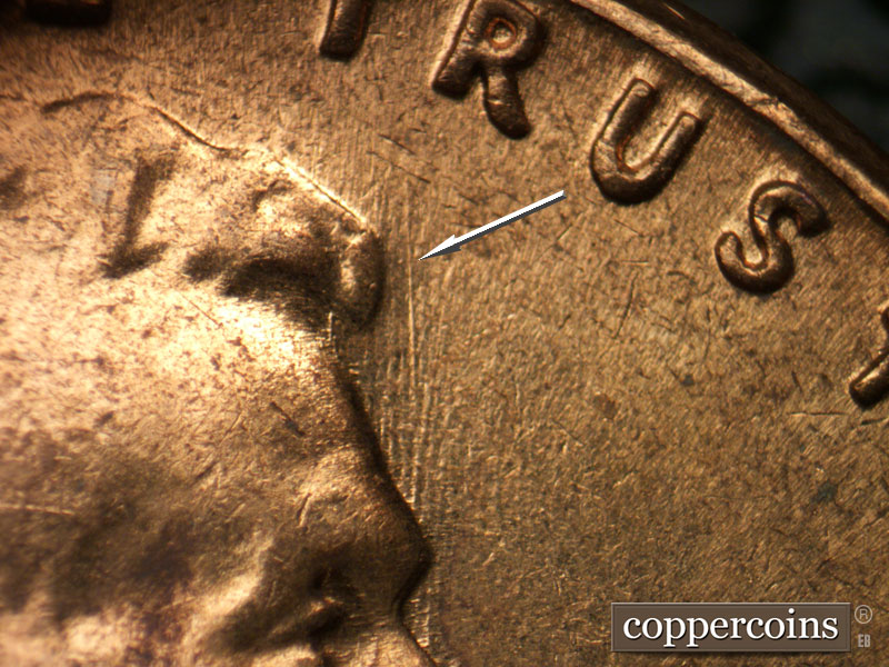 Die-stage C marker on 1964D•1MM•022 (1964 Repunched Mint Mark).