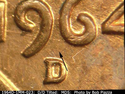 1964 Lincoln cent obverse, CopperCoins die 1964D•1MM•023.