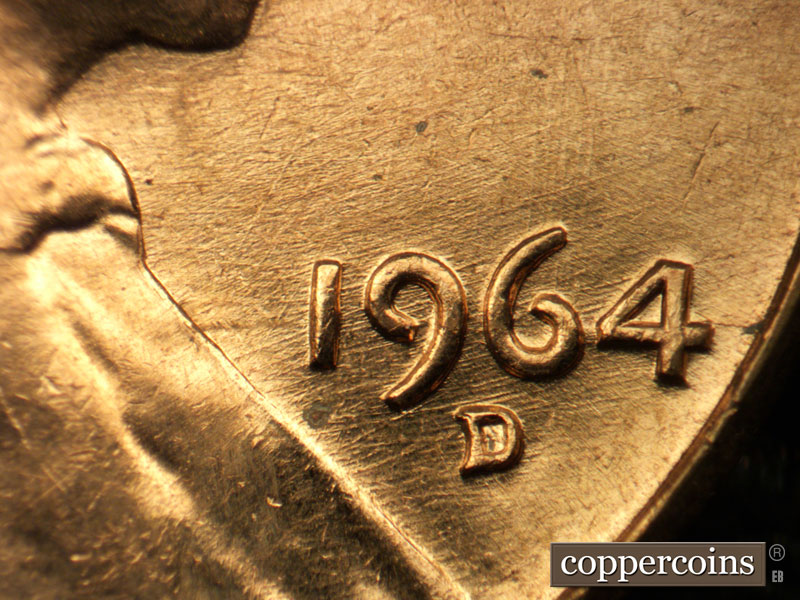 Die-stage B marker on 1964D•1MM•025 (1964 Repunched Mint Mark).