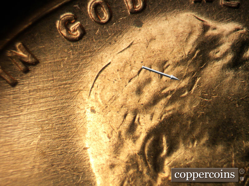 Die-stage B marker on 1964D•1MM•025 (1964 Repunched Mint Mark).