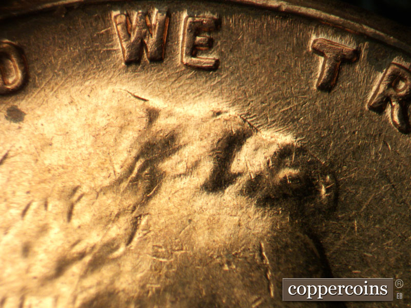 Die-stage B marker on 1964D•1MM•025 (1964 Repunched Mint Mark).