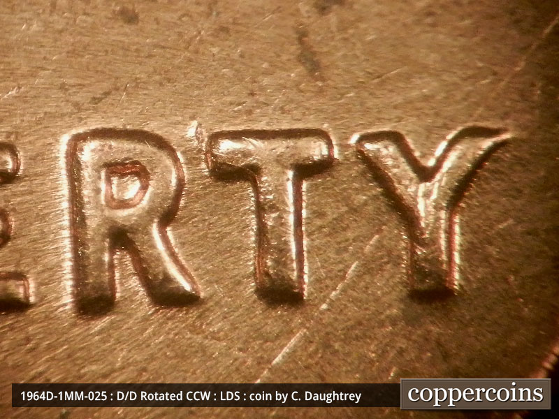 Die-stage C marker on 1964D•1MM•025 (1964 Repunched Mint Mark).