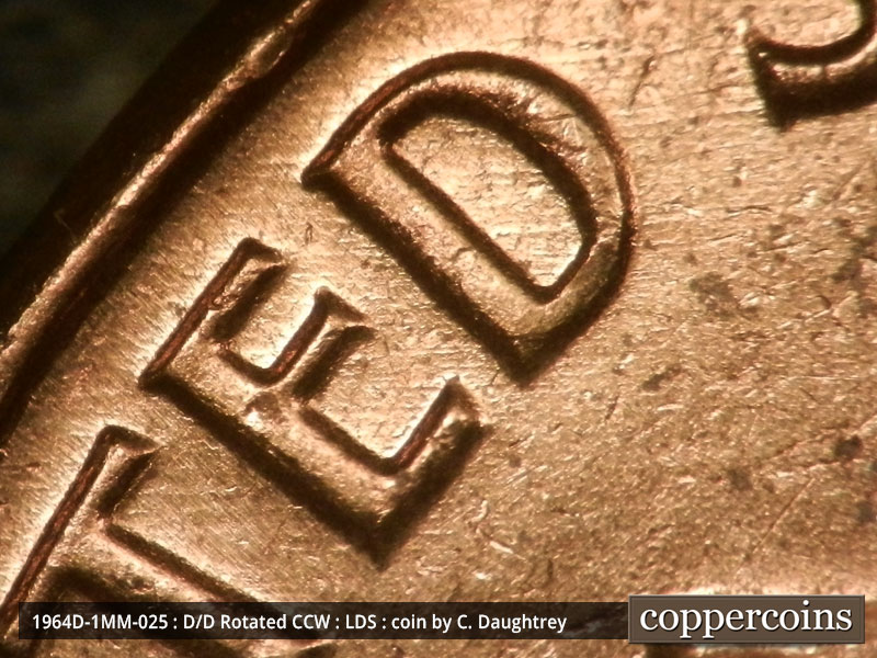 Die-stage C marker on 1964D•1MM•025 (1964 Repunched Mint Mark).