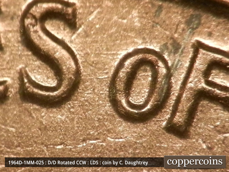 Die-stage C marker on 1964D•1MM•025 (1964 Repunched Mint Mark).