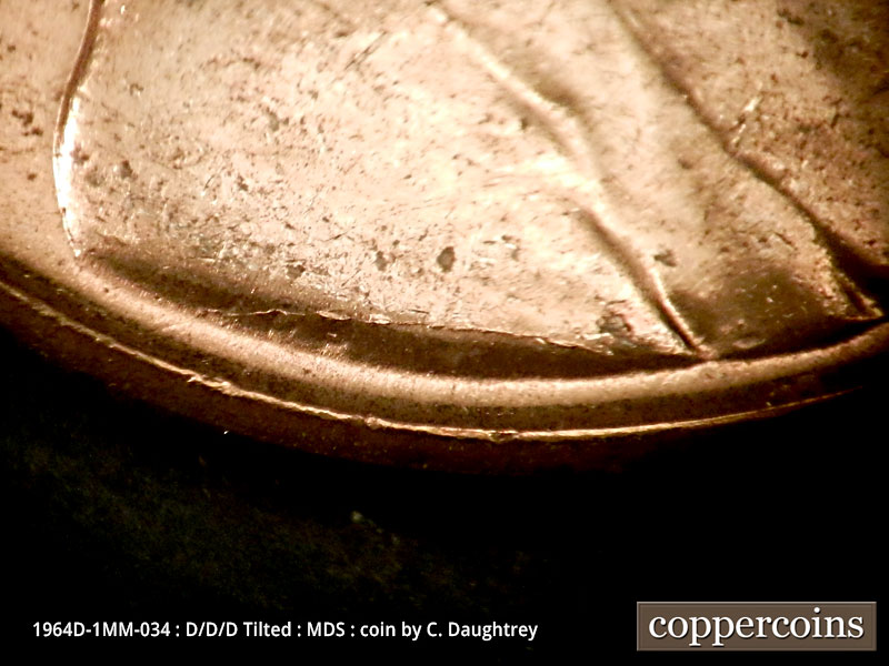 Die-stage B marker on 1964D•1MM•034 (1964 Repunched Mint Mark).