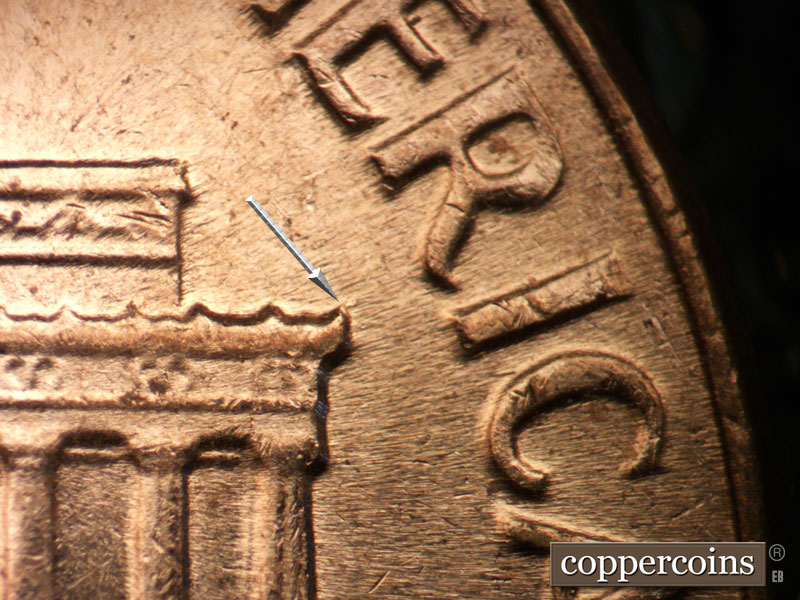 Die-stage B marker on 1964D•1MM•039 (1964 Repunched Mint Mark).