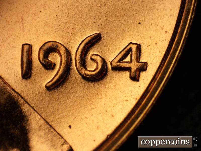 Die-stage B marker on 1964P•1DO•009P (1964 Doubled Die Obverse).