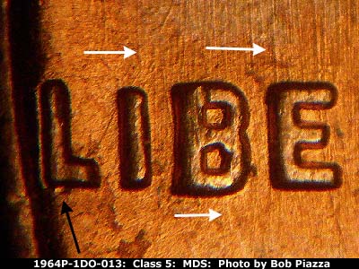 1964 Lincoln cent obverse, CopperCoins die 1964P•1DO•013.