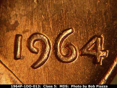 Die-stage B marker on 1964P•1DO•013 (1964 Doubled Die Obverse).