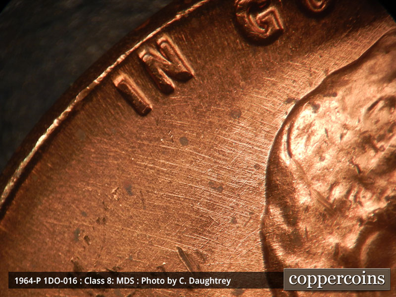 1964 Lincoln cent obverse, CopperCoins die 1964P•1DO•016.