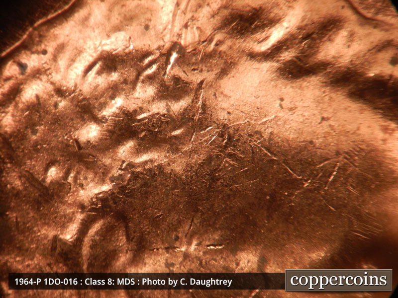 Die-stage B marker on 1964P•1DO•016 (1964 Doubled Die Obverse).
