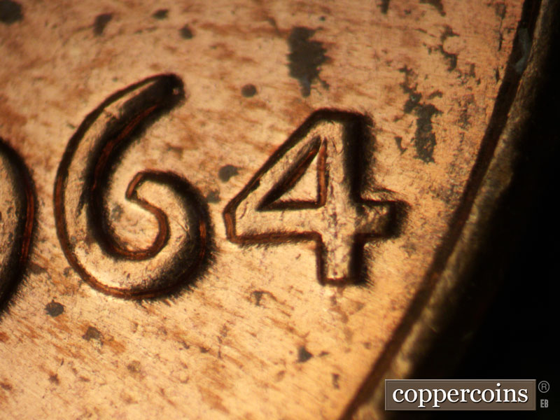 Die-stage C marker on 1964P•1DO•017 (1964 Doubled Die Obverse).