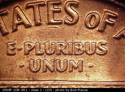 Die-stage C marker on 1964P•1DR•001 (1964 Doubled Die Reverse).