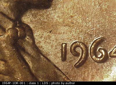 Die-stage C marker on 1964P•1DR•001 (1964 Doubled Die Reverse).