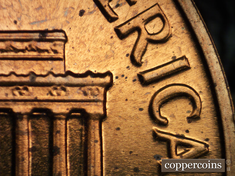 Die-stage B marker on 1964P•1DR•002P (1964 Doubled Die Reverse).