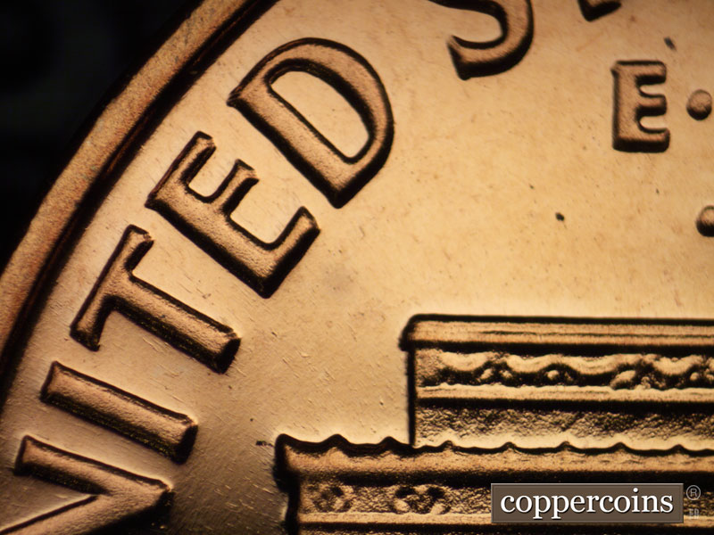 Die-stage B marker on 1964P•1DR•007P (1964 Doubled Die Reverse).
