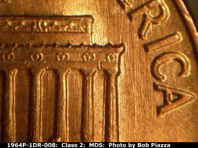Die-stage B marker on 1964P•1DR•008 (1964 Doubled Die Reverse).