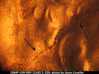 Die-stage A marker on 1964P•1DR•009 (1964 Doubled Die Reverse).