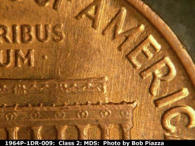 Die-stage B marker on 1964P•1DR•009 (1964 Doubled Die Reverse).