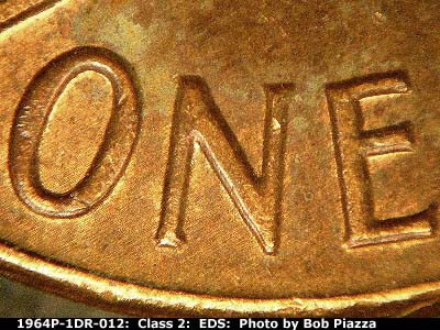 Die-stage A marker on 1964P•1DR•012 (1964 Doubled Die Reverse).