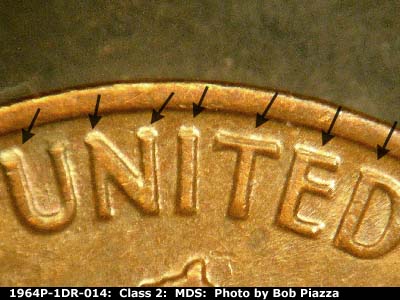 1964 Lincoln cent obverse, CopperCoins die 1964P•1DR•014.