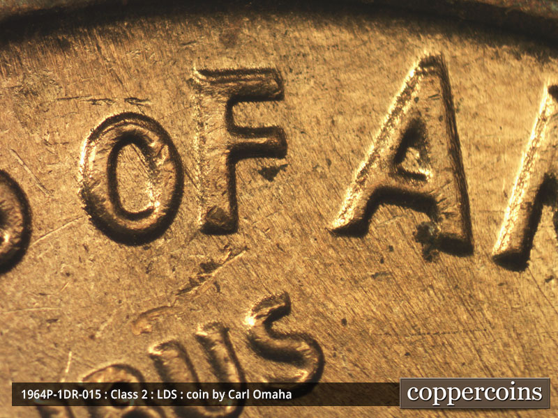 Die-stage C marker on 1964P•1DR•015 (1964 Doubled Die Reverse).