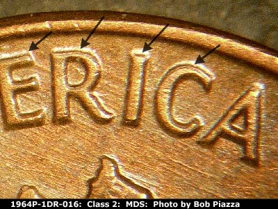 Die-stage B marker on 1964P•1DR•016 (1964 Doubled Die Reverse).