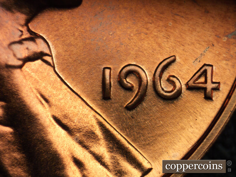 Die-stage B marker on 1964P•1DR•018P (1964 Doubled Die Reverse).
