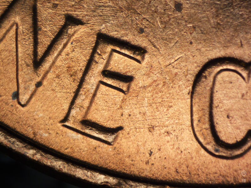 Die-stage B marker on 1964P•1DR•025 (1964 Doubled Die Reverse).