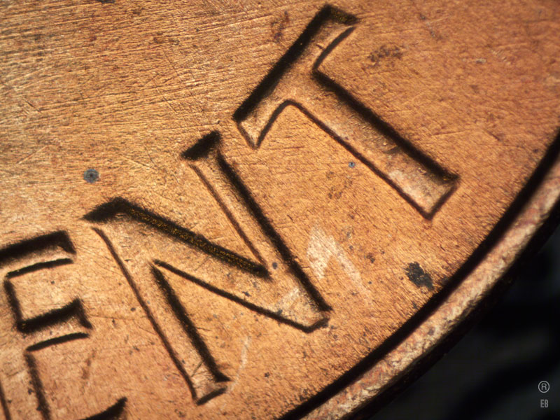 Die-stage B marker on 1964P•1DR•025 (1964 Doubled Die Reverse).