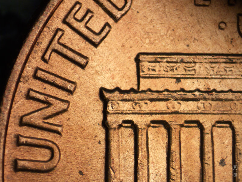 Die-stage B marker on 1964P•1DR•025 (1964 Doubled Die Reverse).