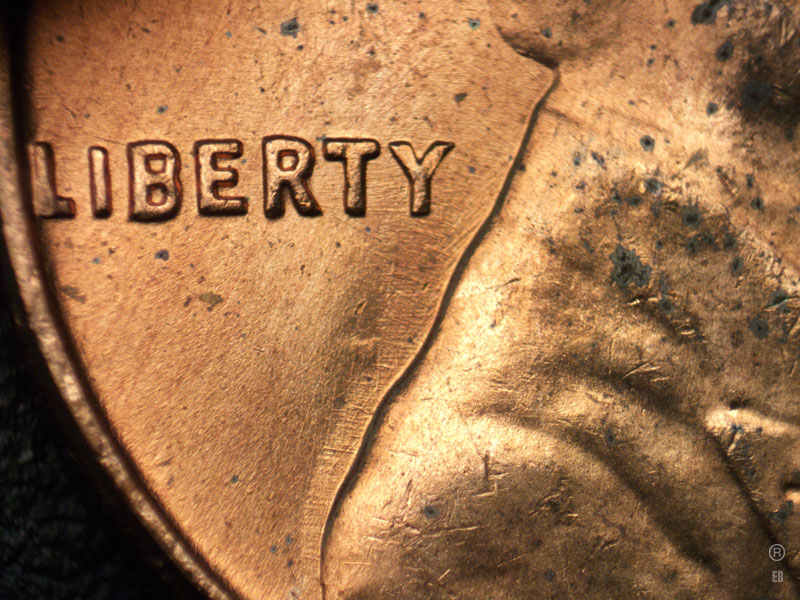 Die-stage B marker on 1964P•1DR•025 (1964 Doubled Die Reverse).