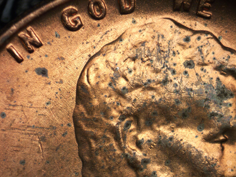 Die-stage B marker on 1964P•1DR•025 (1964 Doubled Die Reverse).