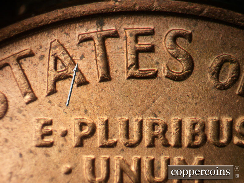 Die-stage B marker on 1967P•1DR•003 (1967 Doubled Die Reverse).
