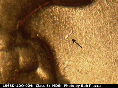 Die-stage B marker on 1968D•1DO•004 (1968 Doubled Die Obverse).