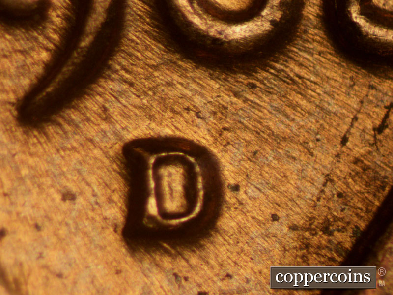 Die-stage C marker on 1968D•1MM•002 (1968 Repunched Mint Mark).